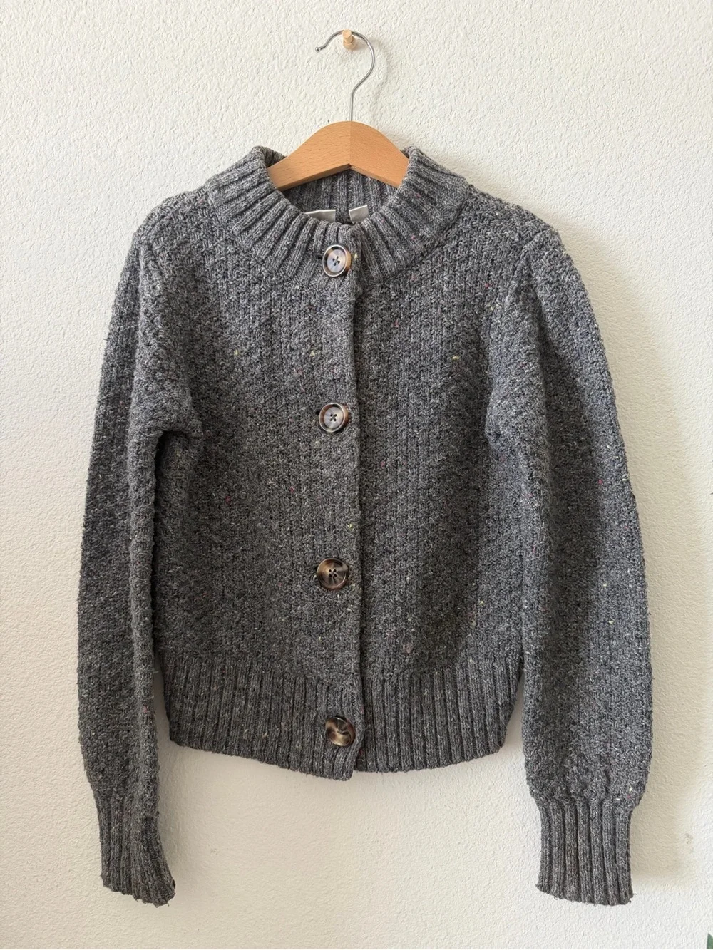 Gray Gap Girls Button-Front Knit Sweater Cardigan